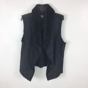 SIONI Faux Suede Faux Fur Vest size large Black